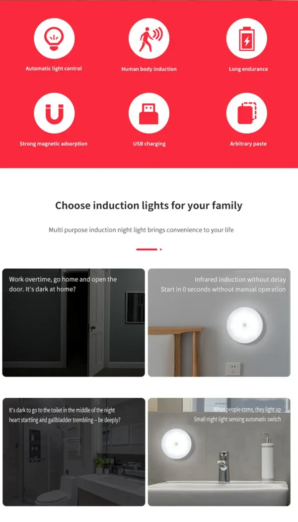 Motion Sensor Light With Remote Control USB Rechargeable Timer Night Light Dimmable LED Lamp Stairs Hallway Cabinet Nightlight - Image 9