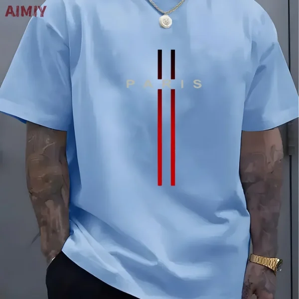 Men's Oversized Paris Lettering T-Shirt - Image 10