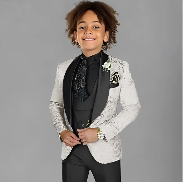 Boys' 3-Piece Jacquard Tuxedo Set - Image 7