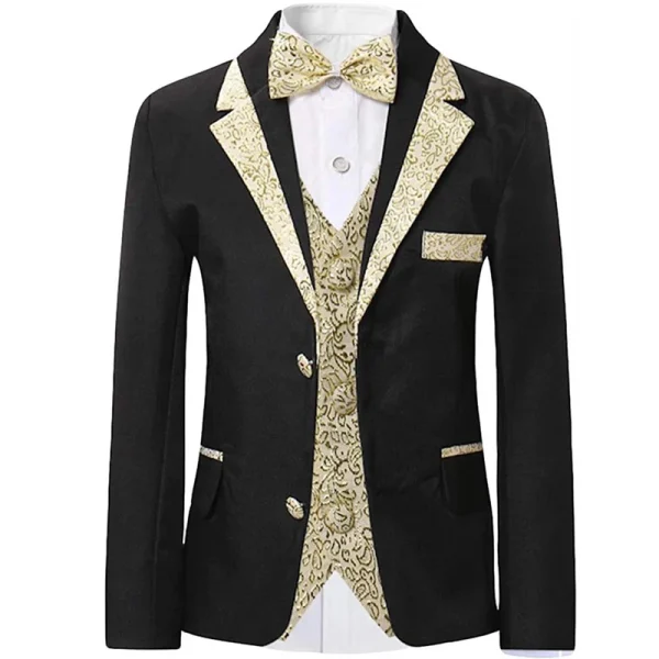 Boys' 5-Piece Slim Fit Gold Rim Suit - Image 10