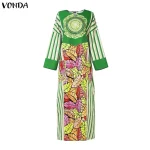 Plus Size 5XL VONDA Women Maxi Robe Bohemian Long Sleeve Floral Print Long Sundress Oversized Party Vestido Fashion Casual Dress - Image 4
