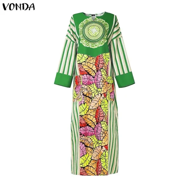Plus Size 5XL VONDA Women Maxi Robe Bohemian Long Sleeve Floral Print Long Sundress Oversized Party Vestido Fashion Casual Dress - Image 4