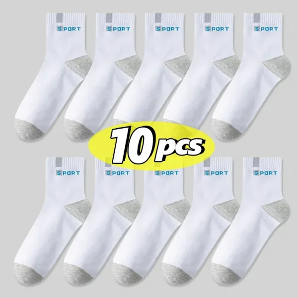 Cotton Sock for Men Sport Breathable Soft Letter Fashion Sneakers High Elastic Middle Tube Stocking Towel Sox Summer Running - Image 11