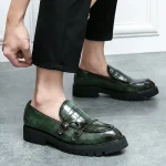 Green leather loafers' shoes - Image 17