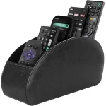 LMETJMA Remote Control Holder with 5 Compartments PU Leather TV Remote Caddy Storage Box Organizer Tray Desktop Organizer