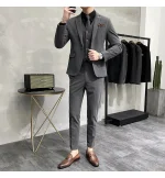 ( Jacket + Vest + Pants ) High-end Brand Boutique Fashion Solid Color Mens Casual Business Suit 3Piece Set Groom Wedding Dress - Image 38