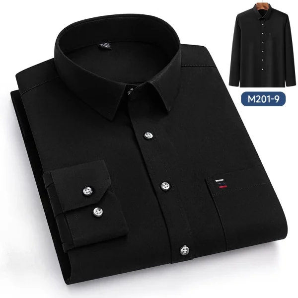 Luxury cotton single pocket long-sleeve shirts for men Smart Casual business regular fit shirt designer vintage black clothes - Image 16