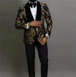 Boys' Navy Blue Floral Prom Suit - Image 12