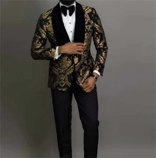 Boys' Navy Blue Floral Prom Suit - Image 12