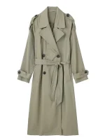 Willshela Women Fashion With Belt Solid Double Breasted Trench Vintage Lapel Neck Long Sleeves Female Chic Lady Outfits - Image 16