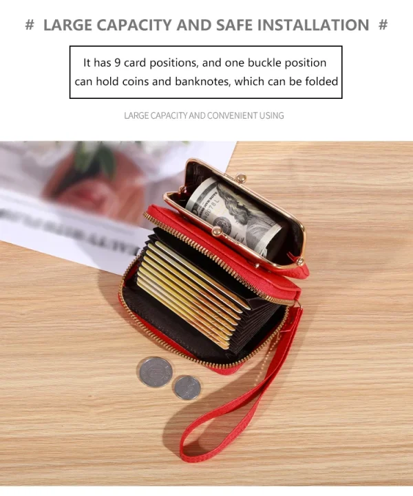 Wallet Women's Fashion Wrist Strap Short Zero Wallet Large Capacity Coin Clip Bag Multiple Card Positions Card Bag Money Clip - Image 19
