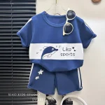 Boys Funny Letter Print T-Shirt and Shorts Outfit - Image 2