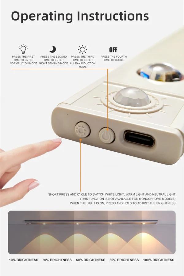 White/Black LED Cabinet Light USB Rechargeable Motion Sensor LED Light for Kitchen Wardrobe Cabinet Lighting 20CM/30CM/40CM/50CM - Image 18