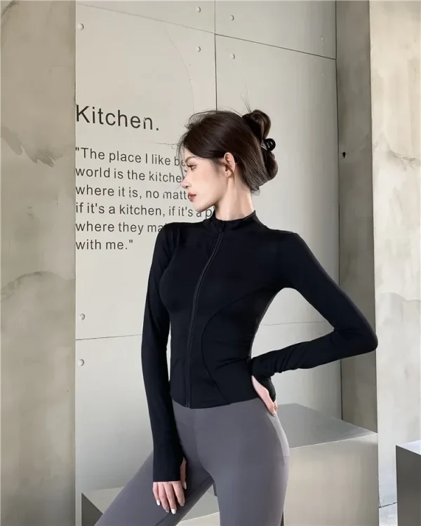 Women's Slim Fit Lightweight JacketsWomen's Full Zip-up Yoga Sports RunningJacket with Thumb Holes for Workout Sun Protection - Image 16