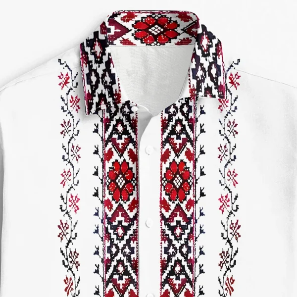 Mens Casual Shirts Long Sleeve Ethnic Style - Image 4