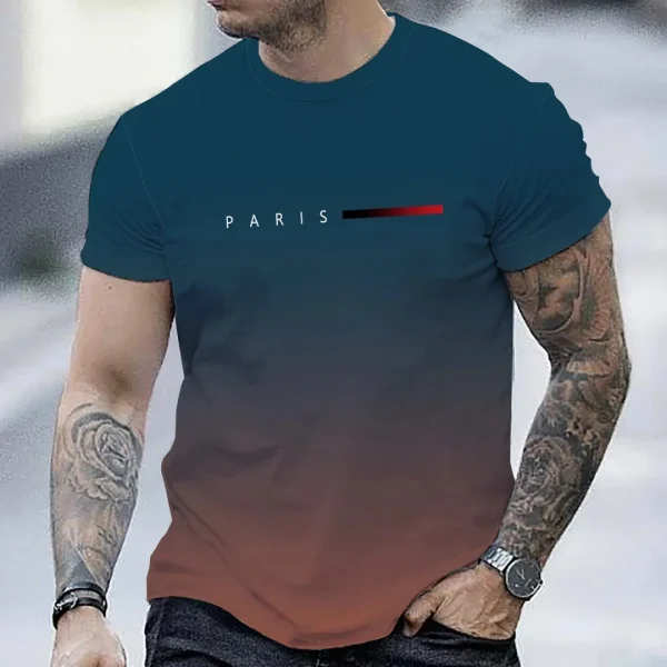 Men's Oversized Paris Lettering T-Shirt - Image 14