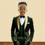 Boys' Oil Green 3-Piece Tuxedo - Image 13