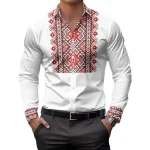 Mens Casual Shirts Long Sleeve Ethnic Style - Image 3