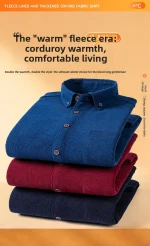 Men's Large Size Corduroy Fleece Warm Plaid Classic Style - Image 15