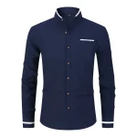Men Shirt Long Sleeve Stand Oxford - Image 3