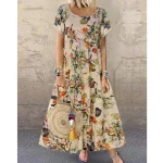 Women's Floral Waist Maxi Dress