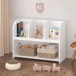 Children's Toy Chest & Organizer 4 Compartment Bookcase with Storage Display Rack for Playroom Nursery & Kids' Room