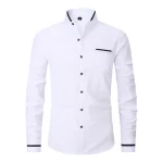 Men Shirt Long Sleeve Stand Oxford - Image 2