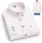 Luxury cotton single pocket long-sleeve shirts for men Smart Casual business regular fit shirt designer vintage black clothes - Image 37