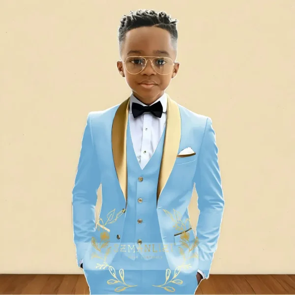 Boys' Oil Green 3-Piece Tuxedo - Image 10