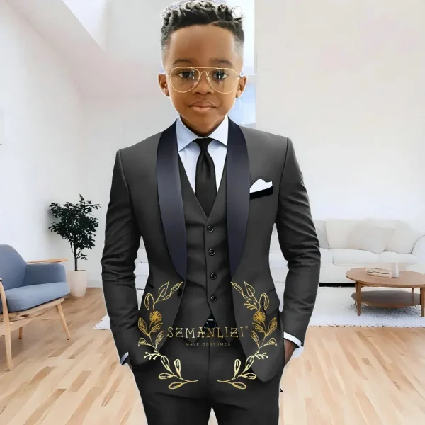 Boys' 3-Piece Navy Blue Shawl Lapel Tuxedo - Image 20