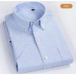 Plaid Checkered Short Sleeve 100% Cotton Shirt Button - Image 39