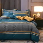 3pcs Dark Blue Striped Style Duvet Cover Set for Boy Geometric Pattern Luxury Hotel Room Decor 100% Cotton Skin-friendly Bedding - Image 30