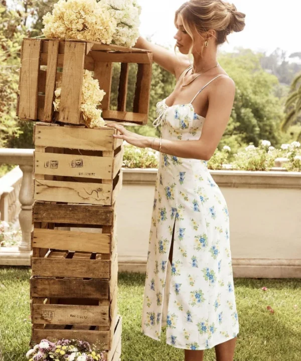 Women Elegant Floral Beach Vacation Bodycon Long Dress - Image 14