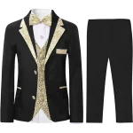 Boys' 5-Piece Slim Fit Gold Rim Suit - Image 2