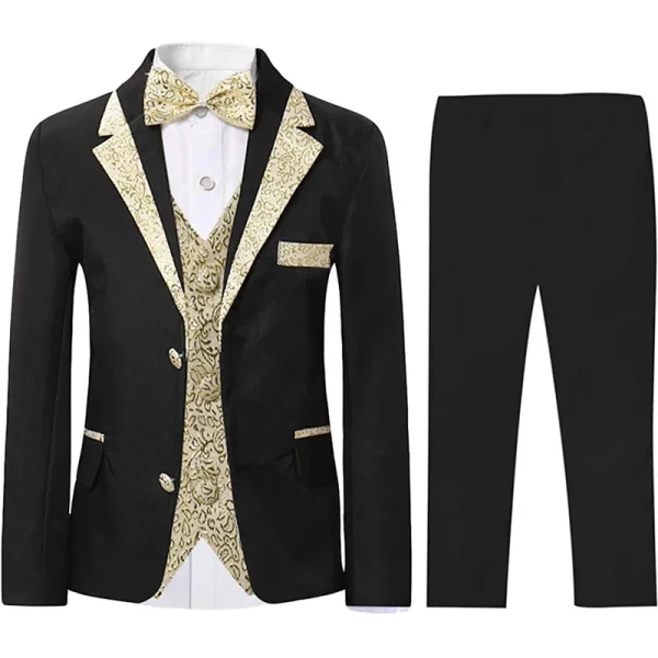 Boys' 5-Piece Slim Fit Gold Rim Suit - Image 2