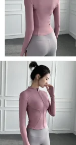 Women's Slim Fit Lightweight JacketsWomen's Full Zip-up Yoga Sports RunningJacket with Thumb Holes for Workout Sun Protection - Image 42