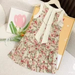 Elegant Princess Plaid Bow Midi Dress - Image 13