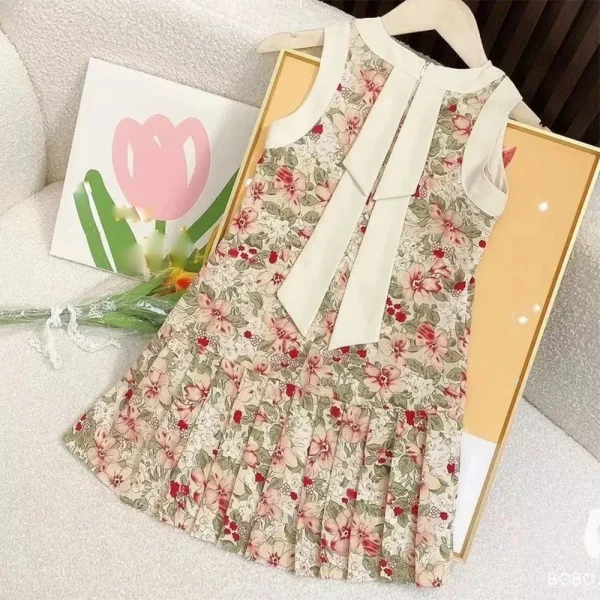 Elegant Princess Plaid Bow Midi Dress - Image 13