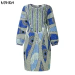 Vonda Plus Size Bohemian Print Long Sleeve Midi Dress - Image 20