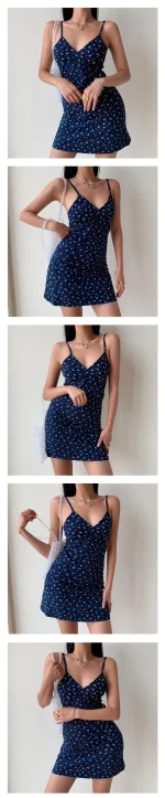 Sleeveless Vintage Floral Spaghetti Strap Short Dress - Image 15