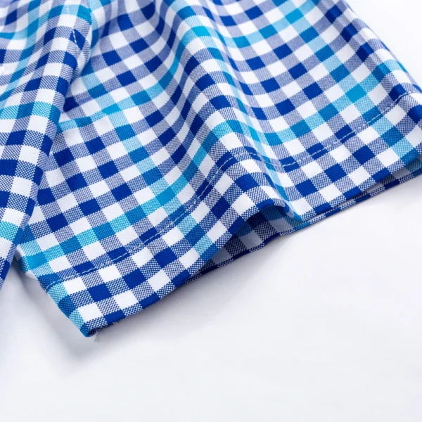 Plaid Checkered Short Sleeve 100% Cotton Shirt Button - Image 4