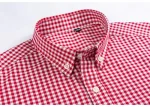 Plaid Checkered Short Sleeve 100% Cotton Shirt Button - Image 45