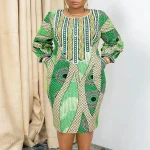 Vonda Plus Size Bohemian Print Long Sleeve Midi Dress - Image 8