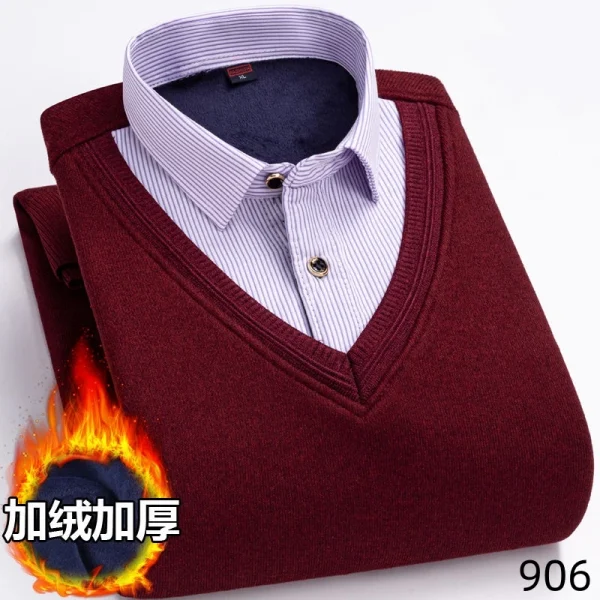 2026 Men's Winter Warm Shirts Thickened Fake Two-piece Shirts Male High-quality Shirts Men's Warm Clothes Shirt Pullovers Tops - Image 24