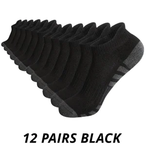 12 Pairs Men's Mesh Breathable Sports Ear Lifting Socks All Season Solid Color Low Cut Casual Mens Short Tube Socks