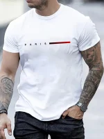 Men's Loose Paris Creative Letter Print T-shirt - Image 5