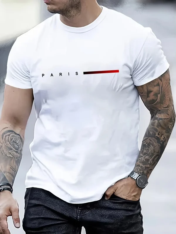 Men's Loose Paris Creative Letter Print T-shirt - Image 5