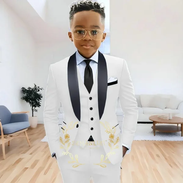 Boys' 3-Piece Navy Blue Shawl Lapel Tuxedo - Image 6