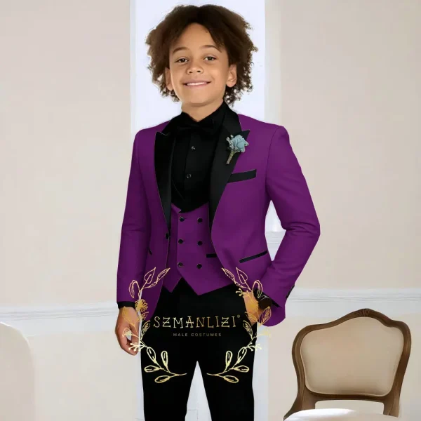 Boys' 3-Piece Slim Fit Wedding Tuxedo - Image 18