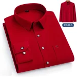 Luxury cotton single pocket long-sleeve shirts for men Smart Casual business regular fit shirt designer vintage black clothes - Image 33